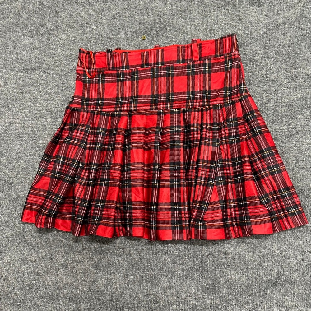 Dreamguy Skirt Womens Size Large Red Plaid Pleated Mini Schoolgirl Preppy 5084